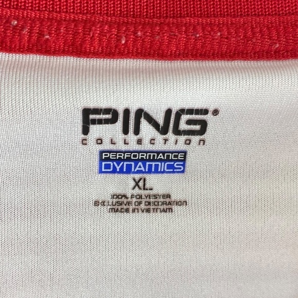 PING Men’s Performance Red‎ and White Striped Golf Polo Shirt Sz XL - Picture 5 of 12